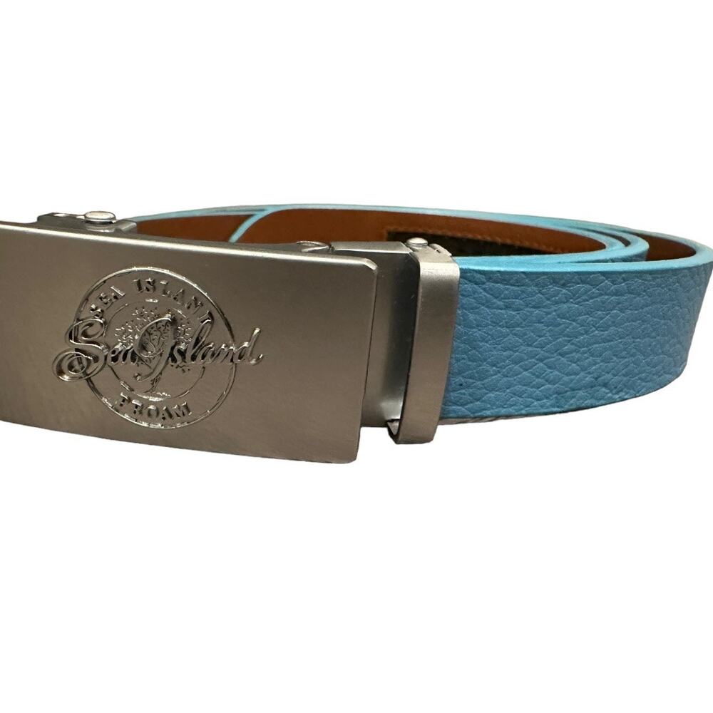 Sea Island Pro AM Leather Golf Blue Ratchet Belt NEW